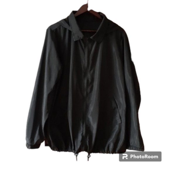 Black Hooded Windbreaker - Size 3XL - Picture 1 of 5